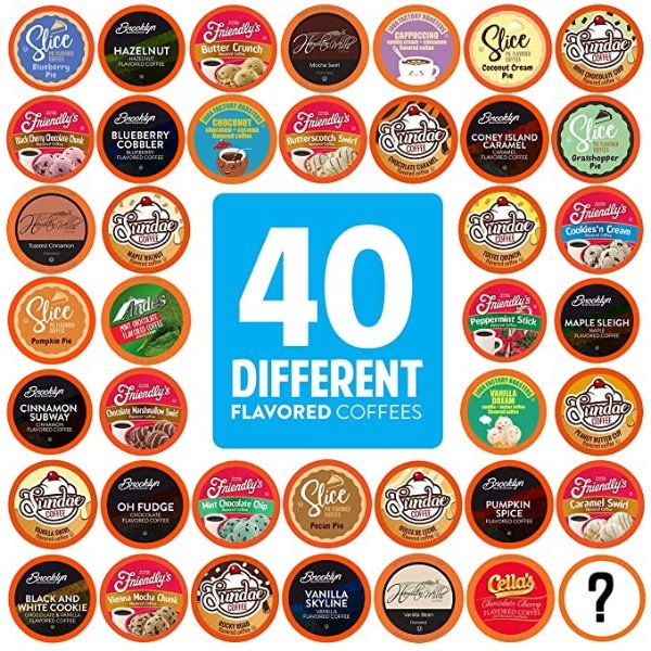 Two Rivers Coffee Flavored Coffee Pods Compatible with Keurig K Cup Brewers, Assorted Variety Pack Flavored Coffee, 40 Count