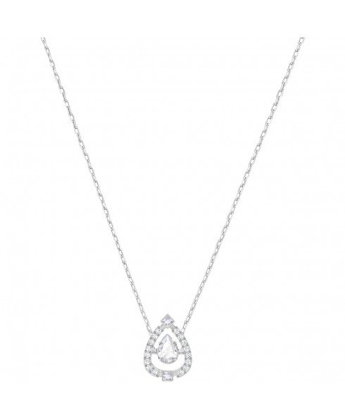 Sparkling Dance Pear Necklace, White, Rhodium Plating