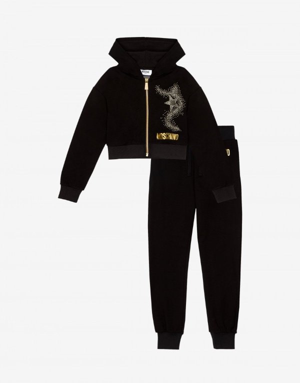 Sweatshirt jumpsuit with star decoration in rhinestones - Kids Xmas - FW18 COLLECTION - Moods - Moschino