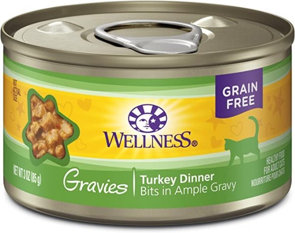 Wellness Complete Health Gravies Grain Free Canned Cat Food, Turkey Dinner, 3 Ounce (Pack of 12)
