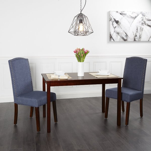 London Faux Linen Dining Chair - Set of 2, Multiple Colors