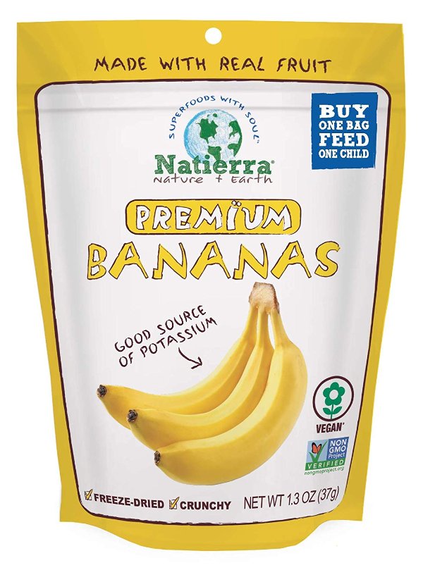 Nature's Premium Freeze-Dried Bananas | Gluten Free & Vegan | 1.3 Ounce (Pack of 4)