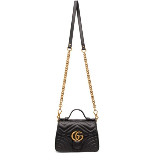 Black Mini GG Marmont 2.0 Top Handle Bag