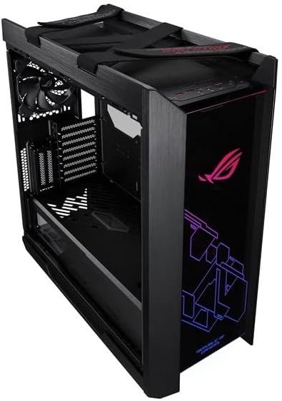 ROG Strix Helios GX601 RGB Mid-Tower Computer Case for up to EATX Motherboards with USB 3.1 Front Panel, Smoked Tempered Glass, Brushed Aluminum and Steel Construction, and Four Case Fans, Black