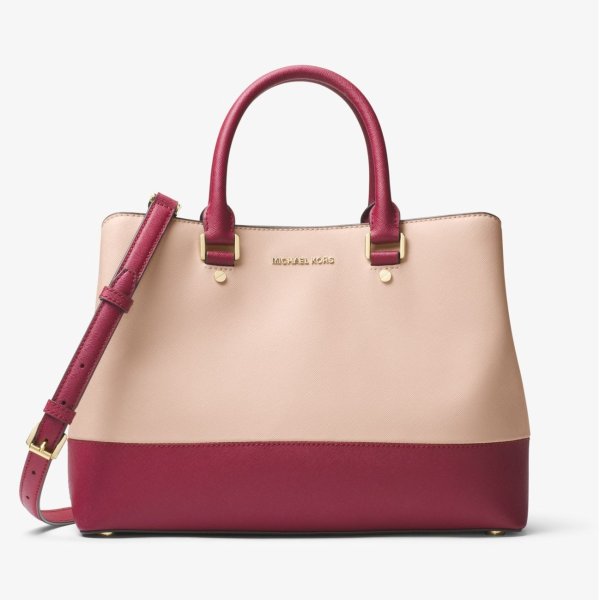 Savannah Color-Block Saffiano Leather Satchel 手提包