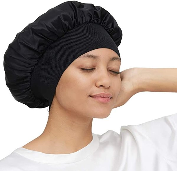 Silk Sleep Cap for Women Traceless Half Black Elastic 100 Real Mulberry Silk 19 Momme Flat Cap Sleeping for Hair