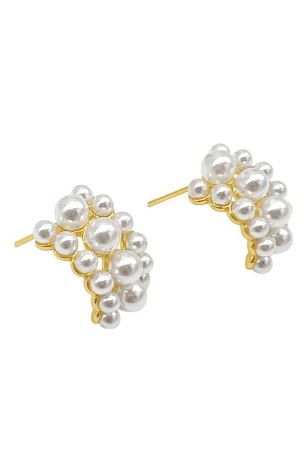 14K Yellow Gold Plated Faux Pearl Earrings