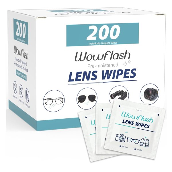 Wowflash 200 Count Lens Wipes for Eyeglasses