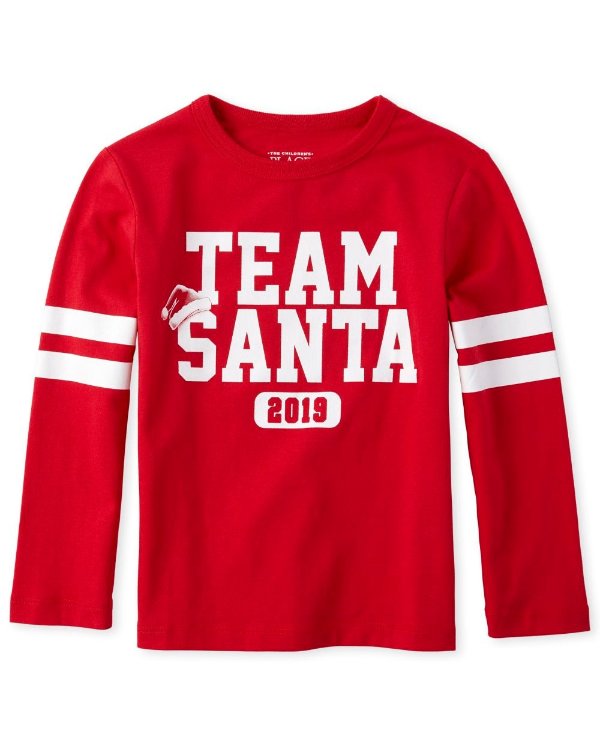 Baby And Toddler Boys Matching Family Christmas Long Sleeve 'Team Santa 2019' Graphic Tee