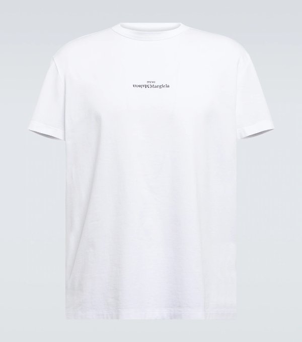 白色的Logo棉质针织 T恤 - Maison Margiela | Mytheresa