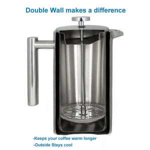 SterlingPro Double Wall Stainless Steel French Coffee Press, 1 Liter