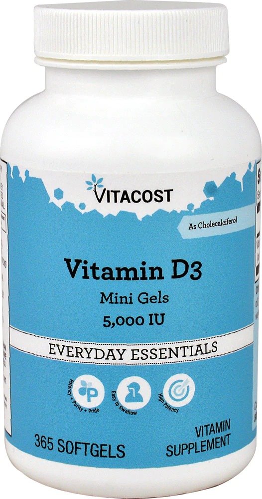 Vitacost Vitamin D3 Mini Gels -- 5000 IU - 365 Softgels