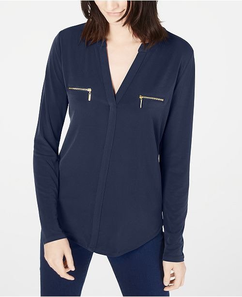 INC Zip-Pocket Blouse, Created for Macy's