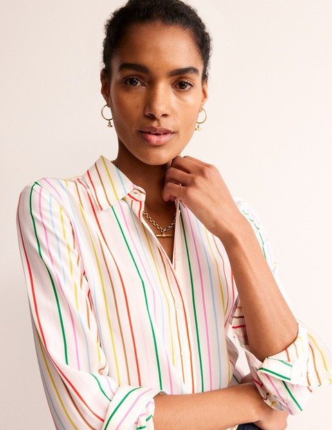 Sienna Silk ShirtIvory, Multi Stripe