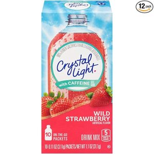 闪购：Crystal Light 野草莓饮料与咖啡因混合（120包装，12罐10）