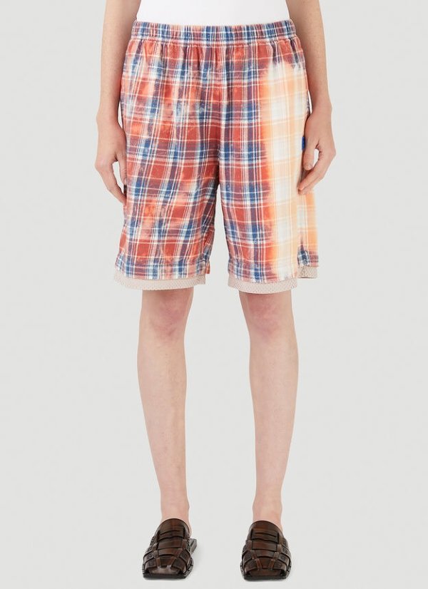 Bleached Check Shorts in Red