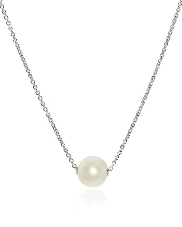 18k White Gold And White South Sea Pearl Pendant Necklace