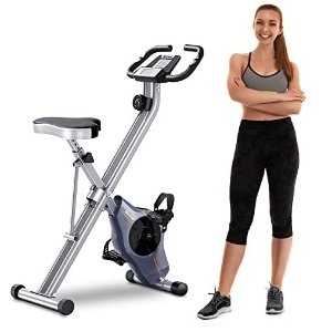 BCAN Folding Exercise Bike-Stationary Bike Foldable with Magnetic Resistance,Pulse Monitor and Comfortable Seat