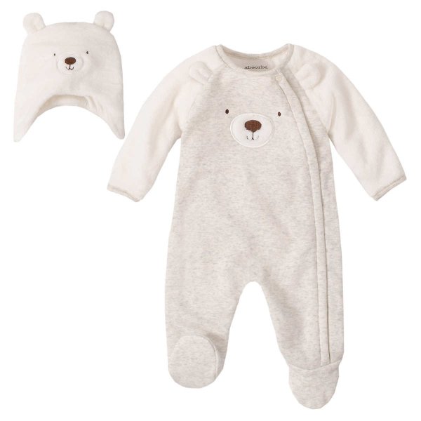 Infant Sherpa Footie Sleeper with Hat