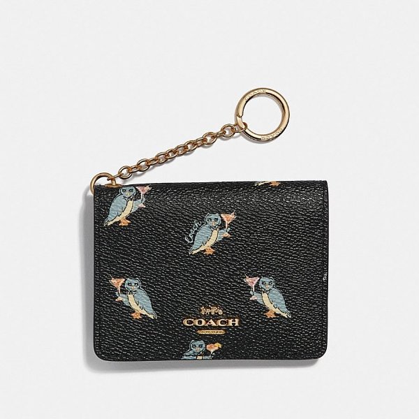 Key Ring Card Case With Party Owl Print