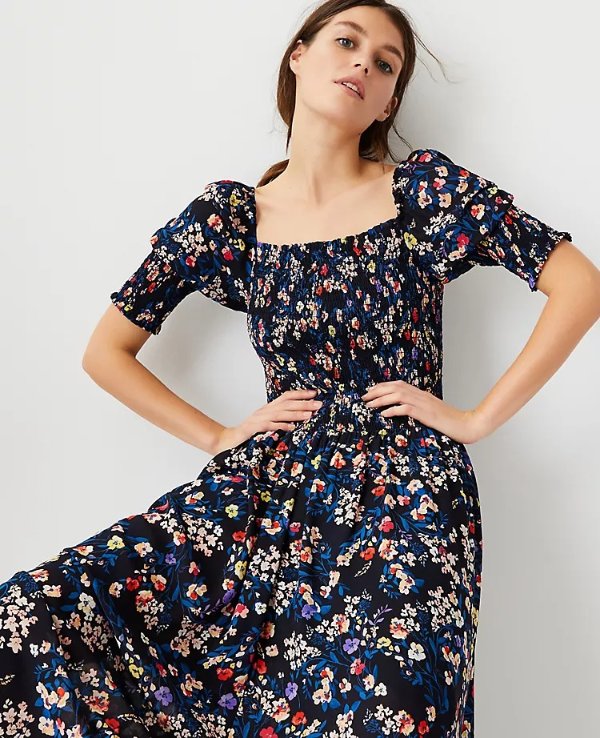 Floral Smocked Maxi Dress | Ann Taylor