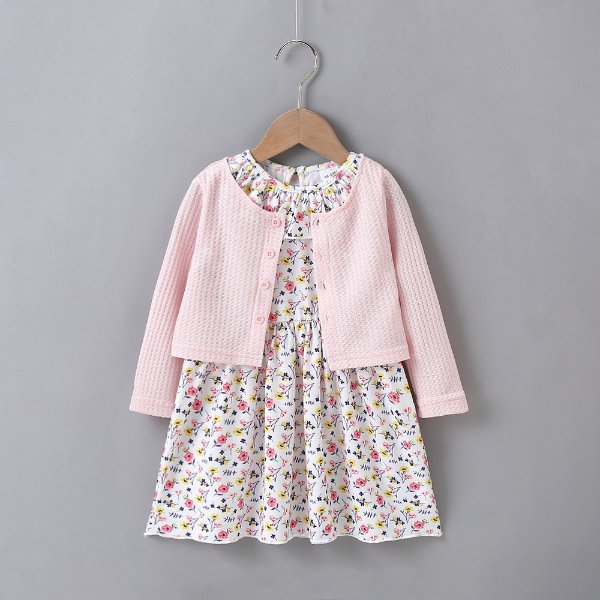 2-piece Baby / Toddler Girl Floral Dress and Cardigan Set