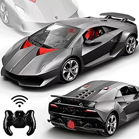 Remote Control Car, 1/24 Scale RC Sport Racing Toy Car, Compatible with Lamborghini Sesto Elemento Model Vehicle for Boys Girls（Grey）