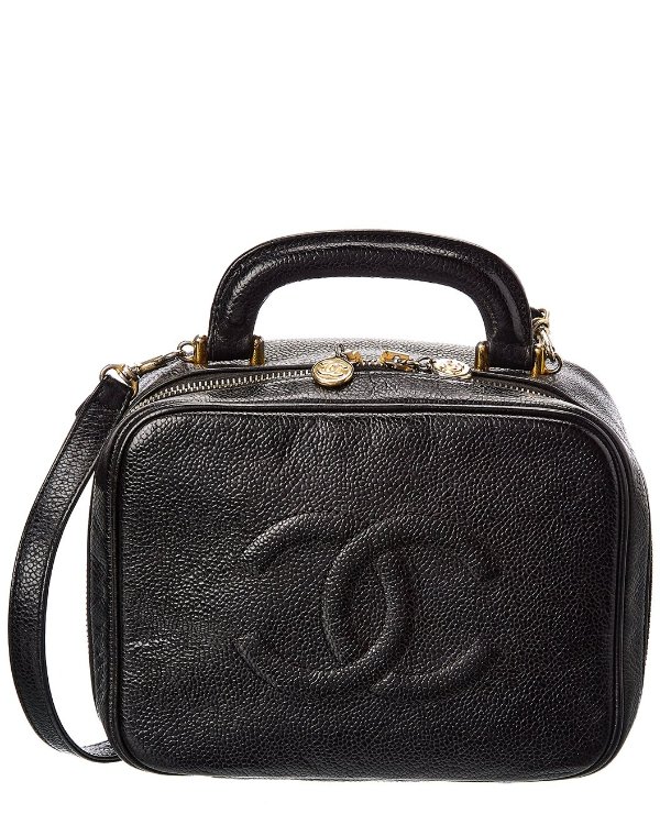 Black Calfskin Leather Shoulder Bag (Authentic Pre-Owned)