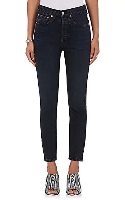 High Rise Ankle Zip Skinny Jeans