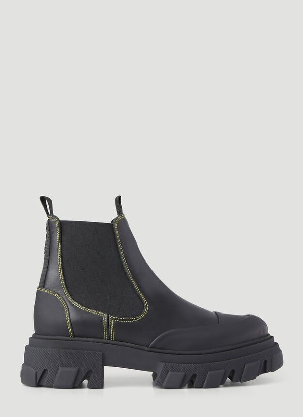 Leather Chelsea Ankle Boots in Black