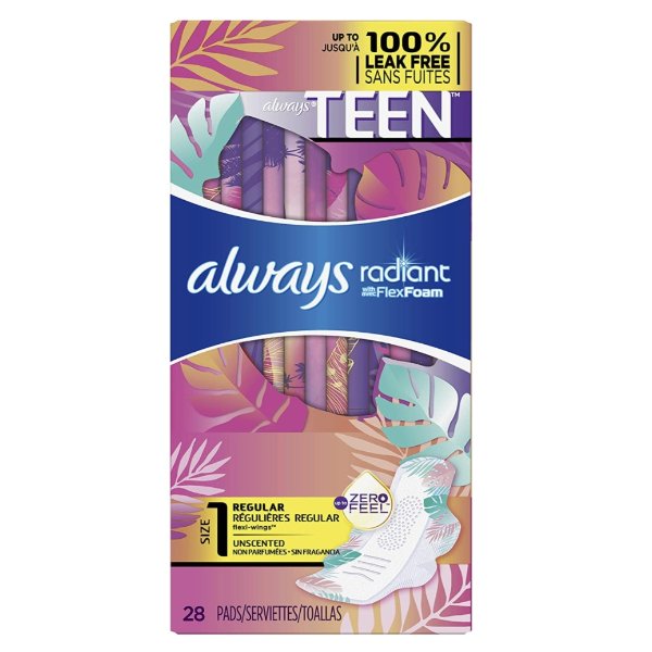 Always Totally Teen Radiant Infinity Pads 28 Count