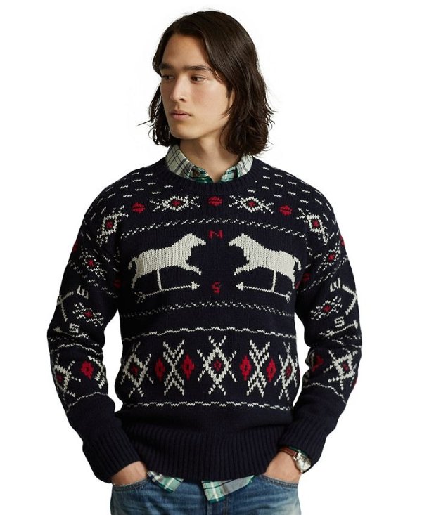 Men's Weathervane Wool-Silk Sweater