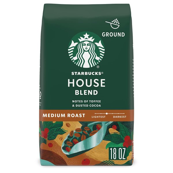 Ground Coffee—Medium Roast Coffee—House Blend—100% Arabica—1 bag (18 oz)