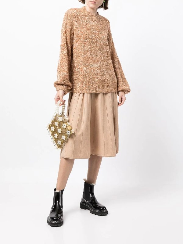 layered knitted-panel dress