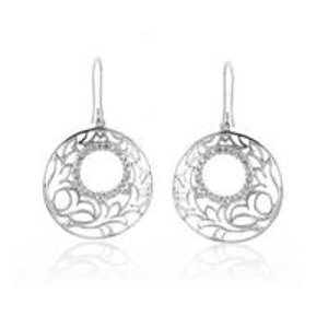 Sterling Silver & Diamond Floral Dangle Earrings