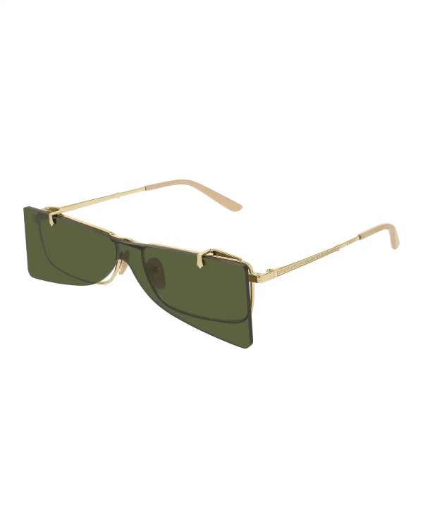 Men's Rectangle Clip-On Metal Sunglasses