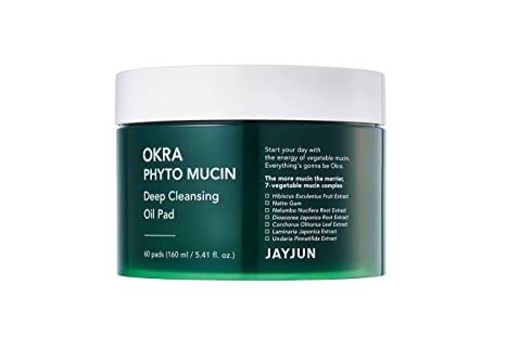 Okra Phyto Mucin Deep Cleaning Oil Pad , Hydrating while Removing Makeup and Dead Skin Cells with Okra Fruit Extract and Vegetable Mucin Complex Oil , Dermatologist Tested ( 60 Pads )