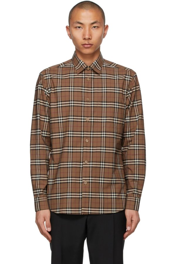 Burberry - Vintage Check Button-Down Shirt - Women - Cotton/Polyester/Elastane - 10 - Brown