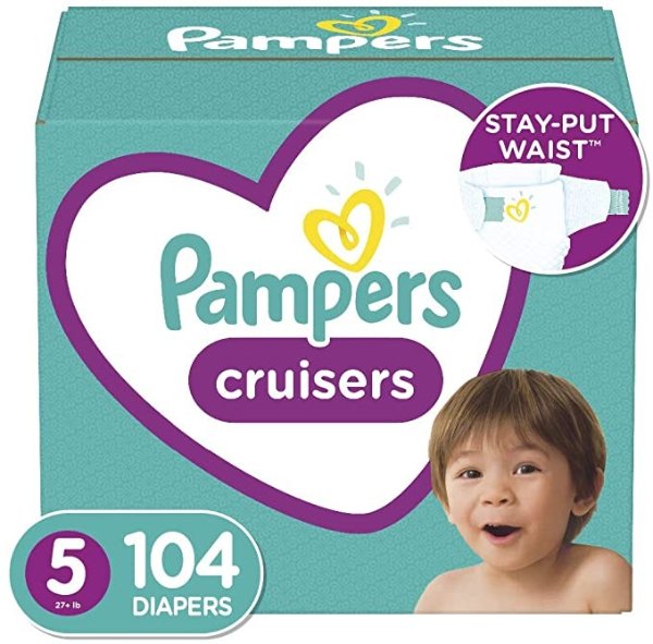 Diapers Size 5, 104 Count - Pampers Cruisers Disposable Baby Diapers, Enormous Pack