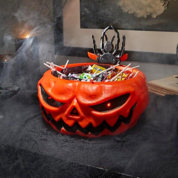 10.5 in Animated LED Pumpkin Trick-or-Treat Candy Bowl
