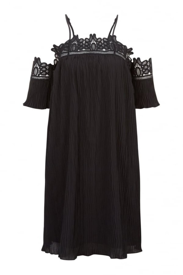 AMT Off-the-shoulder Dress with Lace Trim