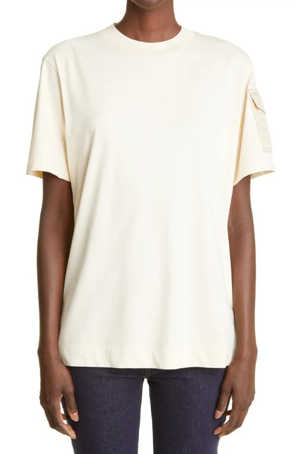 Tonal Logo Sleeve Pocket Cotton T-Shirt