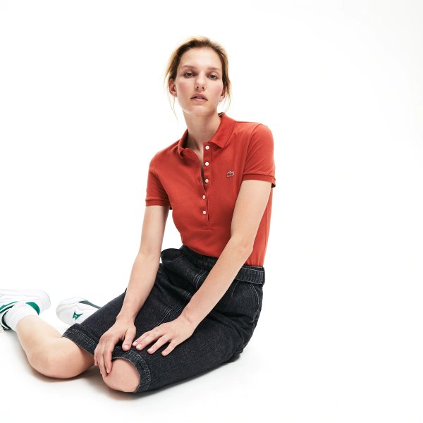 Women's Slim Fit Stretch Mini Cotton Pique Polo Shirt