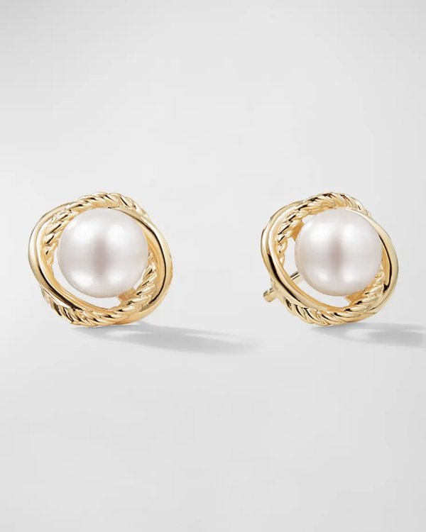 Infinity Pearl Stud Earrings in 18K Gold, 6mm
