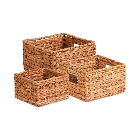 honey can do3-Piece Nesting Water Hyacinth Basket Set
