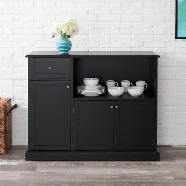 Black Wood Transitional Kitchen Pantry (46 in. W x 36 in. H)