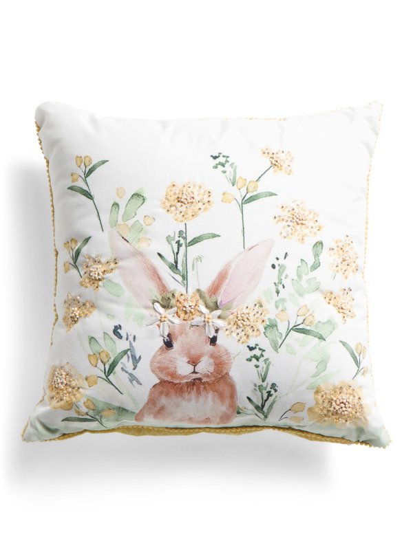 20x20 Floral Bunny Pillow