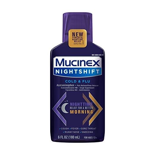 Nightshift Cold & Flu Liquid 6 fl. oz. Relieves Fever, Sneezing, Sore Throat, Runny Nose, and Cough