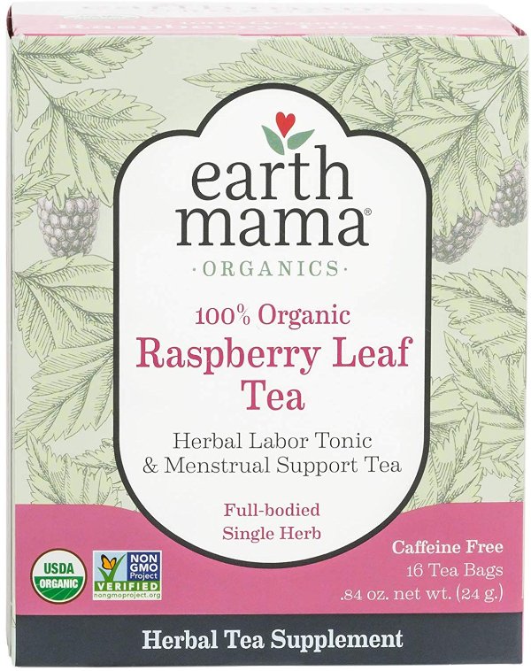 Organic Raspberry Leaf Tea Bags for Labor Tonic and Menstrual Support, 16-Count