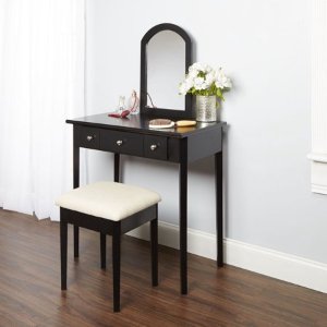 Mainstays Mirror Vanity With Bench - Powered Outlet and 2-USB Ports